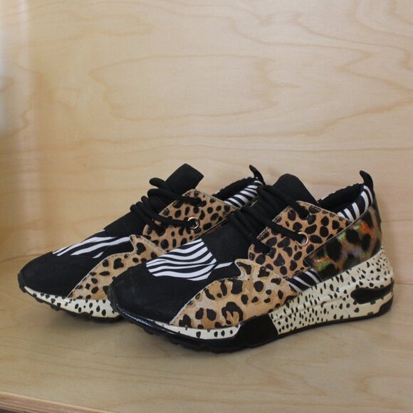 Steve Madden Cliff Animal Print Wedge Sneakers - Picture 2 of 10